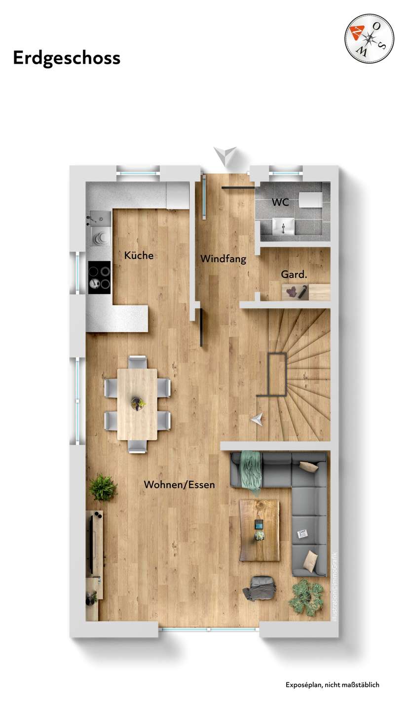 Grundriss EG möbliert